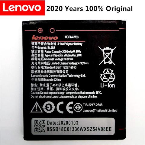 2022 большая емкость 2000 мАч Замена BL253 фотоаккумулятор для Lenovo A2010 A1000 A1000m A 1000 аккумуляторная батарея ► Фото 1/6