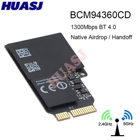 Huasj 1750 Мбит/с Двухдиапазонная Wi-Fi Bluetooth карта 2,4 ГГц/5 ГГц BT 4,0 Broadcom BCM94360CD беспроводной модуль для Apple Hackintosh Mac OS ► Фото 1/3