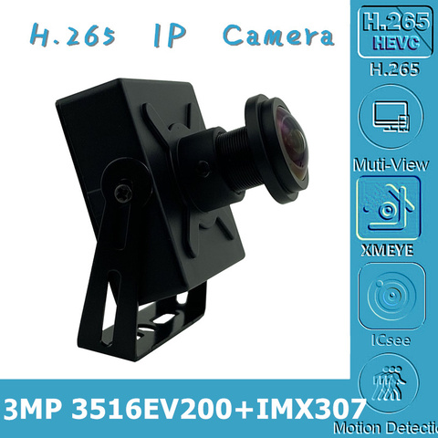 Камера Sony IMX307 + 3516EV200 IP в металлическом корпусе, 3 Мп, панорамная камера «рыбий глаз» с низким освещением, 2,8-12 мм, все цвета, H.265, ONVIF, CMS, XMEYE ► Фото 1/1