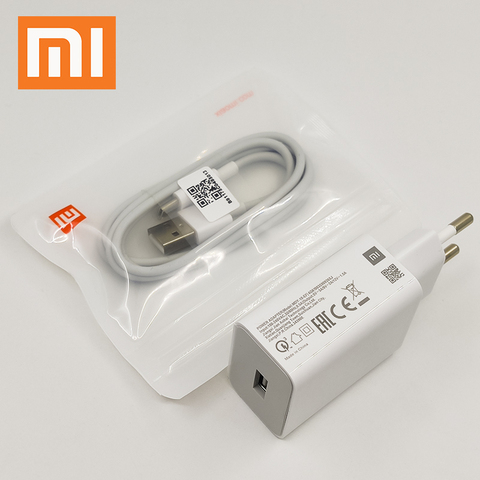 Быстрое зарядное устройство Xiaomi Mi 9 SE QC3.0 18 Вт, адаптер для быстрой зарядки с кабелем типа C для Mi 8 10 A1 A2 F2 X3 Redmi Note 7 8 9 K20 K30 Pro 9 S ► Фото 1/6