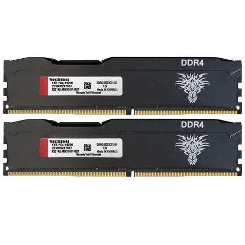 Yongxinsheng 8GB 2X4GB DDR4 RAM 2400MHz 288PIN настольная Память RAM PC4-19200MHz охлаждающая жилетка ► Фото 1/1