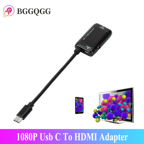 Адаптер BGGQGG, 1080P, Usb C-HDMI, Type C, телефонный планшет, выход HDMI на HDTV, монитор, проект, USB 3,1, штекер на HDMI, Femal конвертер ► Фото 1/6