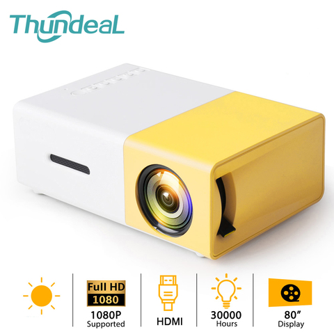 ThundeaL YG300 мини-проектор светодиодный на тонкопленочных транзисторах на тонкоплёночных транзисторах 480x272P Поддержка 1080P HDMI USB TF Аудио Портативный проектор для домашнего медиа-плеер подарок ► Фото 1/1