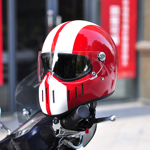 Мотоциклетный шлем Томпсон, мотоциклетный шлем для верховой езды с полным лицом, винтажный Ретро шлем Чоппер, шлем Capacete Casco Moto ► Фото 1/6