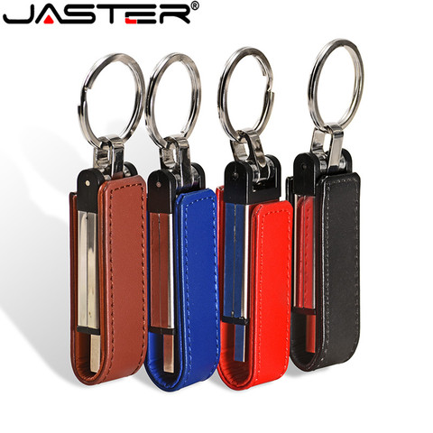 JASTER металлический кожаный брелок USB 2,0 флэш-накопитель 4 ГБ 8 ГБ 16 ГБ 32 ГБ 64 Гб мобильный накопитель Pendriveusb2.0 персональная карта памяти ► Фото 1/6