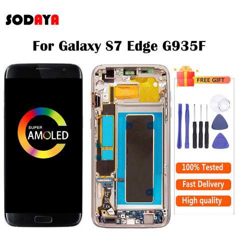 S7 Edge дисплей для SAMSUNG Galaxy S7 Edge G935 G935F LCD сенсорный экран дигитайзер сборка с рамкой ► Фото 1/6