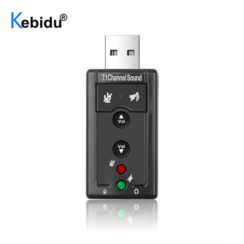 KEBIDU 7,1 CH USB Аудио Звуковая карта USB 2,0 микрофон динамик Аудио гарнитура с микрофоном 3,5 мм разъем конвертер для ноутбука ► Фото 1/6