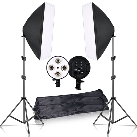 Набор оборудования для студийной фотосъемки, комплект для профессиональных фотографов: 4 софтбокса 50х70 см, держатели для ламп с цоколем E27 ► Фото 1/5