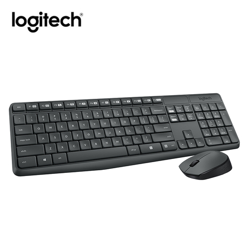 Беспроводная клавиатура Logitech MK235, комбинированная английская клавиатура, оптическая эргономичная клавиатура для ноутбука, для офиса и дома ► Фото 1/4