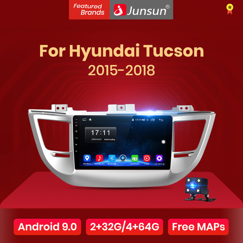 Junsun V1 Android 10 AI Голосовое управление 4G DSP CarPlay Автомагнитола для Hyundai IX35 Tucson 3 2015 2016-2022 GPS-навигация no 2 din ► Фото 1/6