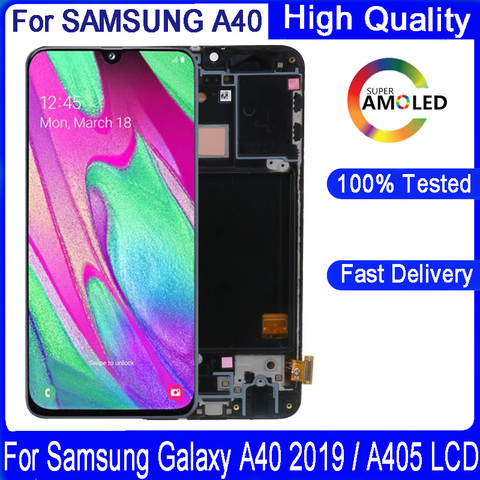 100% Оригинальный 5,9 дюйма для Samsung Galaxy A40 ЖК 2022 A405 A405F A405FN с рамкой, ЖК-дисплей, сенсорный экран, дигитайзер, для сборки ► Фото 1/6