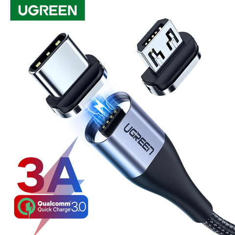 UGREEN Магнитный зарядный кабель Быстрая зарядка USB Type C кабель Магнит Micro USB кабель для зарядки данных мобильный телефон USB шнур ► Фото 1/6