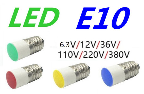 5 шт. светодиодный индикатор с плоским верхом E10 6 В ~ 6,3 в 12 В 24 В E10 36 В E10 110 В 220 В 380 В инструментальная лампа 220 В E10 380 В плоская головная кнопка с лампочкой ► Фото 1/5