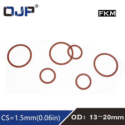 Резиновое кольцо 5 шт./лот, коричневое уплотнительное кольцо FKM, уплотнительное кольцо CS: 1,5 мм OD13/14/15/16/17/18/19/20 мм, резиновое уплотнительное кольцо, масляная прокладка, шайба ► Фото 1/6