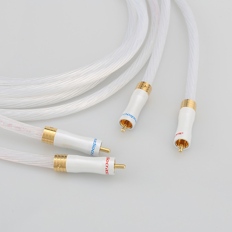 Высококачественный 1 пара 5N посеребренный OCC RCA кабель аналоговый кабель RCA аудио кабель посеребренный ► Фото 1/6