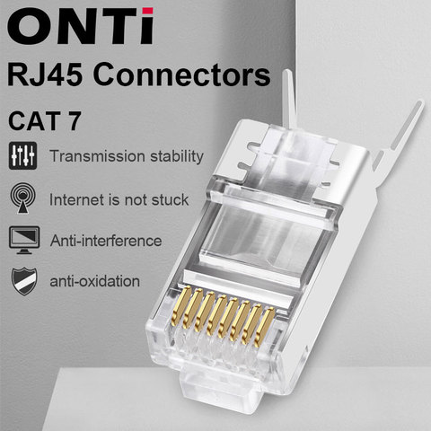 Сетевой разъем ONTi RJ45, 10/50/100 шт., Cat6a Cat7, RJ45, экранированный, FTP 8P8C ► Фото 1/5