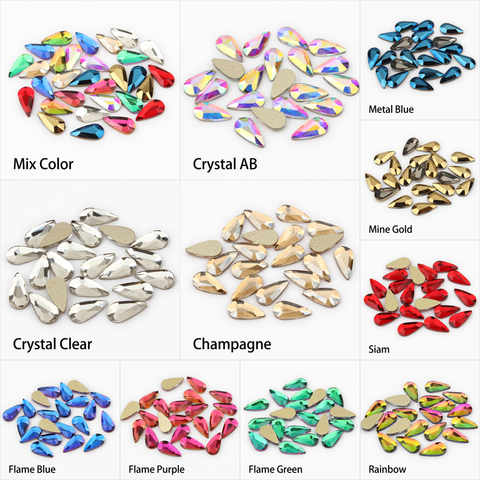 Новый шаблон Капля воды 3x 6 мм/4x8 мм ногтей Стразы Необычные хрустальные стразы 30 / 100 шт для 3D для художественного оформления ногтей ► Фото 1/6