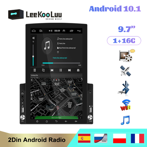 LeeKooLuu 2din Автомагнитола Android мультимедийный плеер авторадио 2 Din 9,7 ''вертикальный экран GPS WIFI Bluetooth FM Авто аудио стерео ► Фото 1/6