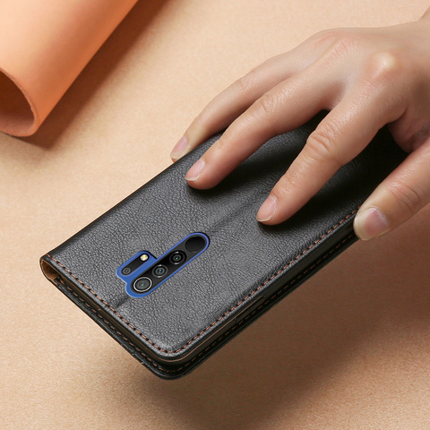Магнитный чехол для Xiaomi Redmi 9, кожаный чехол из ТПУ, задняя крышка для Xiaomi Redmi 9, флип-кошелек, чехол с отделениями для карт, сумка для телефона Etui ► Фото 1/6