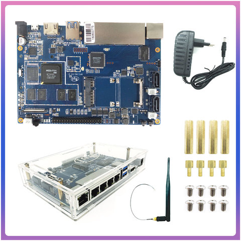 Banana Pi R2 BPI-R2 V1.2 Quad-Core 2 Гб Оперативная память с жесткими дисками SATA Wi-Fi Bluetooth 8 Гб памяти на носителе eMMC демо-Single доска с акриловый чехол + Мощност... ► Фото 1/6