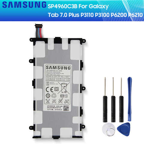 Оригинальный сменный аккумулятор SAMSUNG SP4960C3B для Samsung GALAXY Tab 7,0 Plus, P3110, P3100, P6200, P6210, аккумулятор для планшета 4000 мАч ► Фото 1/6