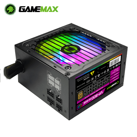 GameMAX RGB 800 Вт PC источник питания полумодульный 80 плюс Бронзовый RGB вентилятор ATX половина модульный компьютерный источник питания VP-800-M-RGB ► Фото 1/6