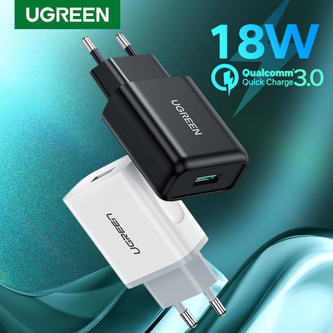 Ugreen Телефона Qualcomm Быстрая Зарядка 3.0 18 Вт Быстрое Зарядное Устройство USB (быстрая Зарядка 2.0 Совместимый) для Samsung Xiaomi 5 Huawei lg ► Фото 1/6