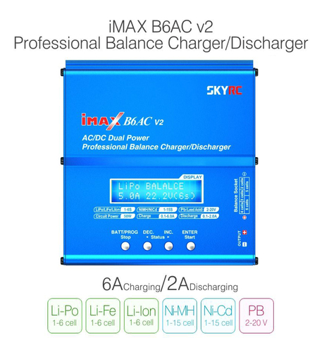 SKYRC iMAX B6AC V2 6A Lipo зарядное устройство с ЖК-дисплеем, зарядное устройство для радиоуправляемой модели, режим перезарядки аккумулятора ► Фото 1/6