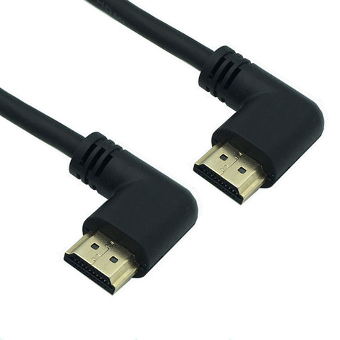 HDTV кабель HDMI 2,0, 4K, 3D, двойной, 90 градусов, левый, угловой, штекер HDMI, правый, угловой ► Фото 1/5