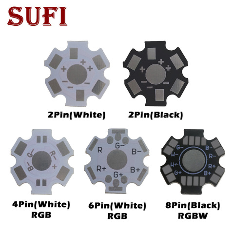 Светодиодный теплоотвод высокой мощности, 50 шт., 1 Вт, 3 Вт, 5 Вт, алюминиевая Базовая плата PCB 20 мм, RGB RGBW, набор для самостоятельного изготовления звездных радиаторов, 1, 3, 5 Вт, светодиодный s ► Фото 1/6