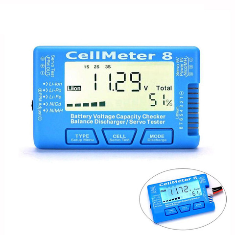 ЖК-цифровой измеритель емкости батареи, измеритель емкости батареи RC CellMeter8 2-8S 4-8S сервопривод LiPo Li-lon NiMH, тестер батареи RC CellMeter7 ► Фото 1/6