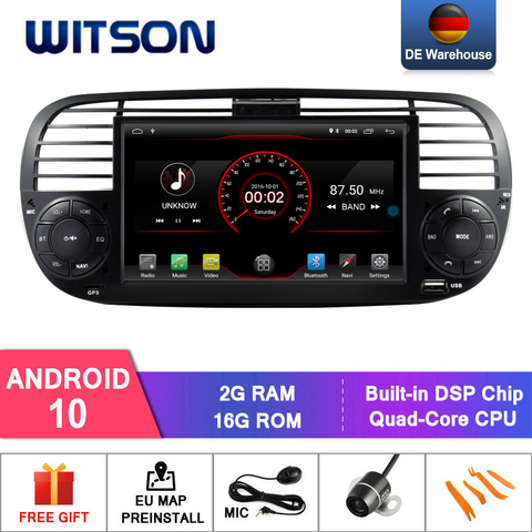 WITSON Android 10 автомобильный dvd gps для FIAT 500 со встроенным чипом DSP Mirror Link автомобильный dvd-плеер Радио bluetooth GPS ► Фото 1/6