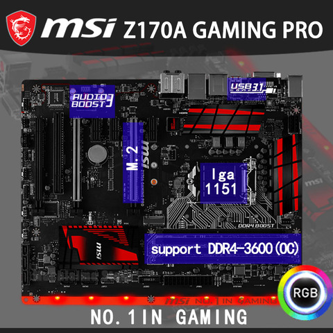Материнская плата LGA 1151 MSI Z170A GAMING PRO Intel Z170 i7 i5 i3 DDR4 3600(OC) МГц PCI-E 3,0 M.2 SATA HDMI Настольный Z170 материнская плата ► Фото 1/6