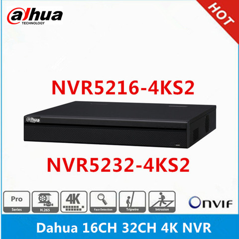 Сетевой видеорегистратор Dahua, версия для английской версии, Φ 8ch & NVR5208-4KS2 16ch & NVR5216-4KS2 32ch, без портов PoE, 4K NVR ► Фото 1/2