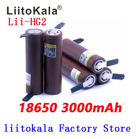 Liitokala Новый HG2 18650 3000 мАч аккумулятор 18650HG2 3,6 в разряд 30A, отдельные батареи + DIY никель ► Фото 1/6