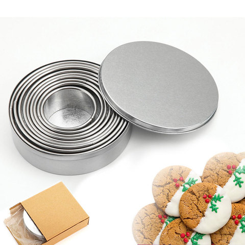 304 Stainless Steel Round Cake Mold Baking Mousse Ring Kitchen Tools Pizza Cooking Cookie Cutter 12pcs/Set ► Фото 1/6