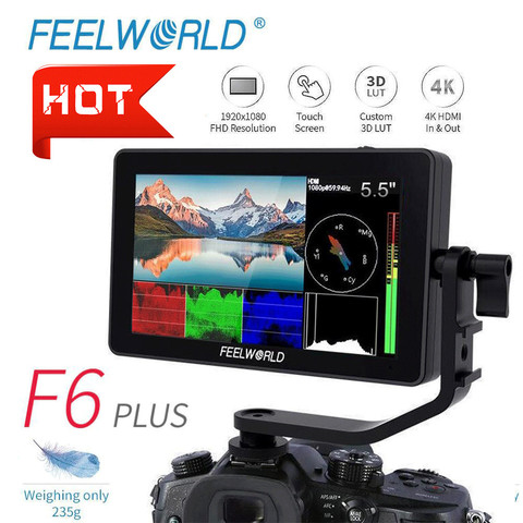 Сенсорный экран FEELWORLD F6 PLUS, 5,5 дюйма, IPS, 3D, LUT, 4K, HDMI, Full HD, 1920x1080 ► Фото 1/6