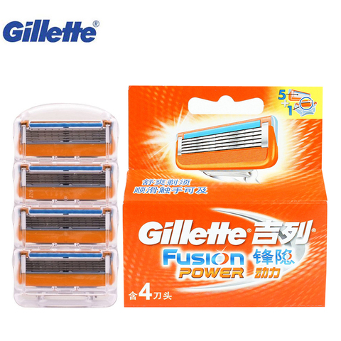 Электрические бритвенные лезвия, оригинальные бритвенные лезвия Gillette Fusion Power, кассета для бритья, брендовая Бритва для мужчин, бритва для бороды, 4 бритвы ► Фото 1/1