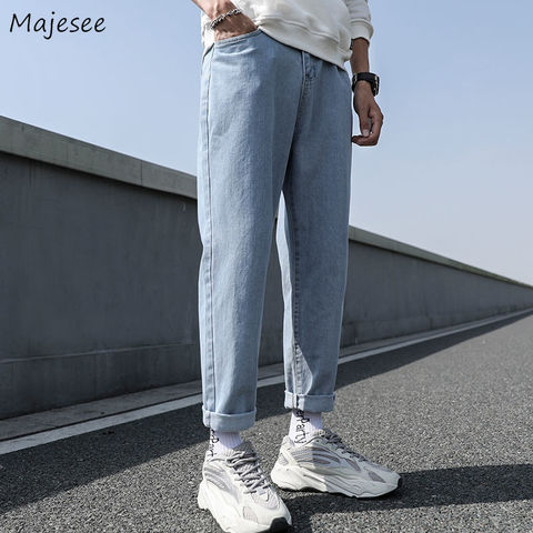Мужские джинсы, мужские брюки, простой дизайн, Высококачественная уютная универсальная Студенческая Повседневная корейская мода Ulzzang Ins размера плюс 5XL ► Фото 1/6