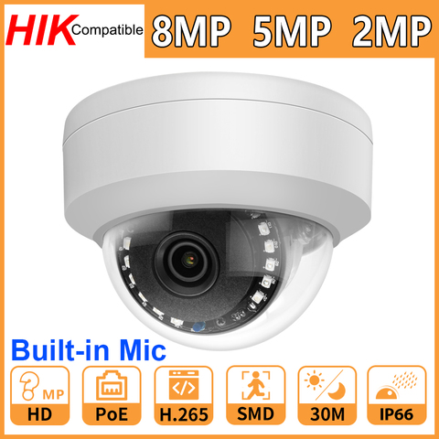 Hikvision совместимая 8MP 5MP 2MP IP Сетевая камера для домашней безопасности CCTV Camara PoE HD 1080P IR30M ONVIF P2P H.265 Plug & Play Cam ► Фото 1/6