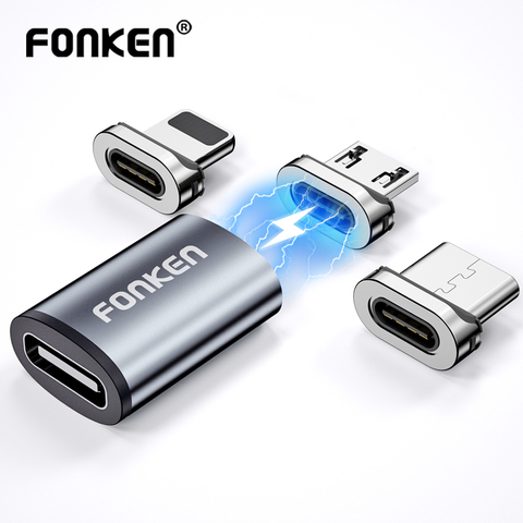 Магнитный кабель Fonken, соединитель, мобильный телефон, кабель, адаптер, Micro USB, магнитные наконечники, Магнитный зарядный разъем, Магнитный ад... ► Фото 1/6