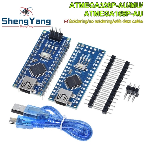 Совместимый контроллер Nano 3,0 для arduino, с Загрузчиком, USB-драйвером CH340, 16 МГц, Nano v3.0, ATMEGA328P/ATMEGA168PA-AU ► Фото 1/6