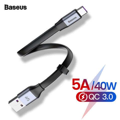 Baseus USB кабель с разъемами USB типа C 40 Вт 5A 23 см кабель для Huawei P30 P20 коврики 30 20 Pro Быстрый зарядный кабель для передачи данных для Xiaomi ► Фото 1/6