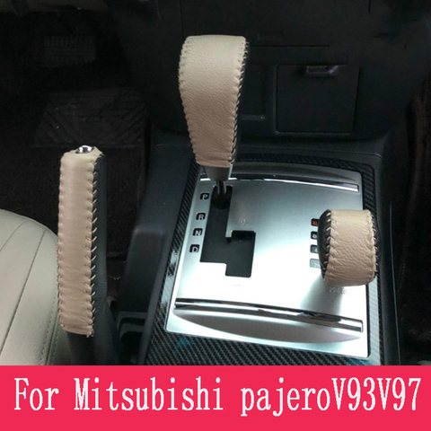 Подходит для Mitsubishi Pajero V93 V97 Pajero, спортивный кожаный чехол на руль, рычаг переключения передач, пылезащитный чехол, крышка рычага переключения передач ► Фото 1/5