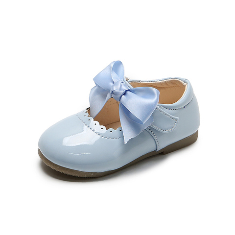 Демисезонная обувь для маленьких девочек, милая обувь принцессы из лакированной кожи с бантом, однотонная детская танцевальная обувь для д... ► Фото 1/6