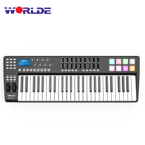 WORLDE PANDA49 Портативная USB MIDI-клавиатура с 49 клавишами, контроллер 8 RGB, яркая подсветка детской модели с USB-кабелем ► Фото 1/6