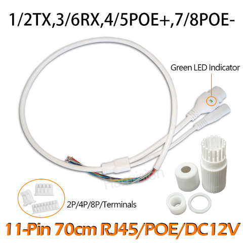 POE 11pin LAN кабель постоянного тока для IP-камеры видеонаблюдения, Модуль платы с водонепроницаемым разъемом RJ45 ► Фото 1/6