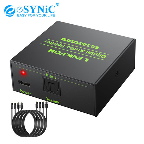 ESYNiC 3 Way Spdif Toslink оптический цифровой аудио сплиттер 1 в 3 Out Поддержка LPCM 2,0 с оптическим кабелем для PS3 DAC конвертер ► Фото 1/6