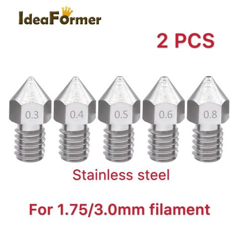 Резьбовое сопло M6 MK8, 2 шт., резьбовое сопло 0,2/0,3/0,4/0,5/0,6/0,8 мм для 1,75 мм/3,0 мм, 3D-принтер, экструдер, печатающая головка ► Фото 1/6