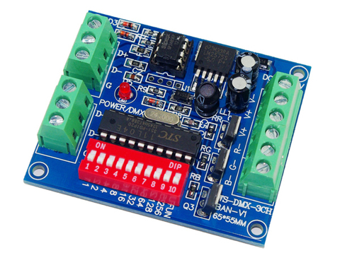 Лучшая цена, 1 шт., Φ 3CH, Канал DMX 512, светодиодный декодер, контроллер, используется для светодиодной ленты ► Фото 1/1